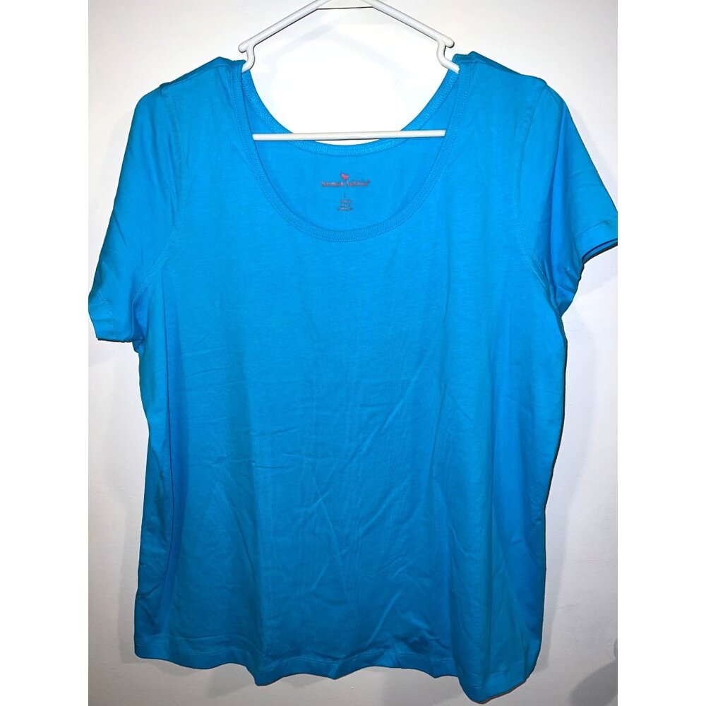 Woman Within Blue Short Sleeve Scoop Neck T-Shirt Size Large 18/20